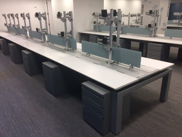 Grey & White Used Innovant Trading Desk with End Panels