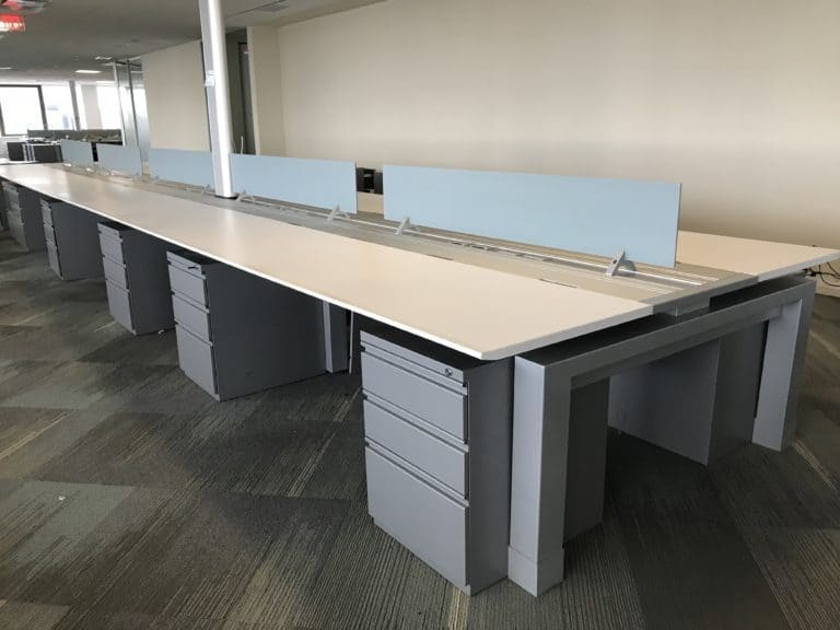 Grey & White Used Innovant Trading Desk with End Panels Saraval