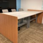 LaCour sit / stand trading desks front side angle view 2