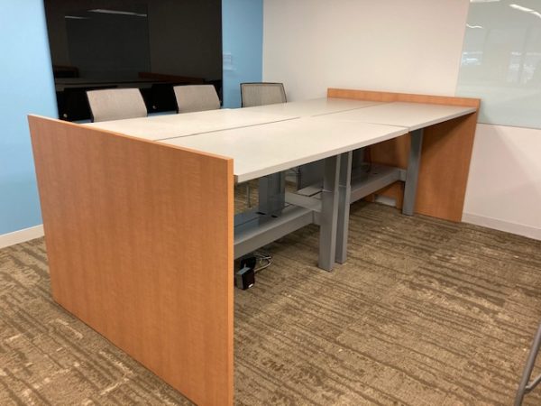 LaCour sit / stand trading desks front side angle view 2