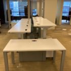 white sit/stand trading desk installation