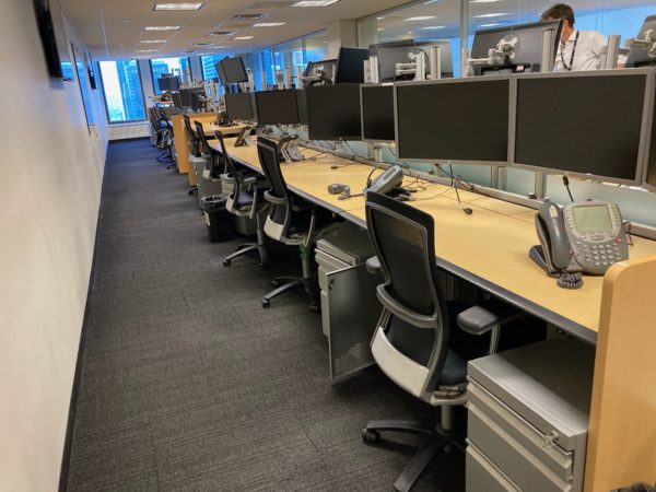 trading desks in sit and stand mode